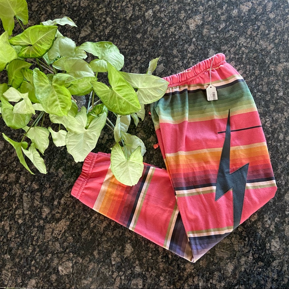 AVIATOR NATION SERAPE BOLT STITCH SWEATPANTS PINK